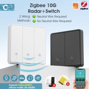 Công tắc vuông cơ thông mình 1 nút tuya zigbee tích hơp cảm biến hiện diện